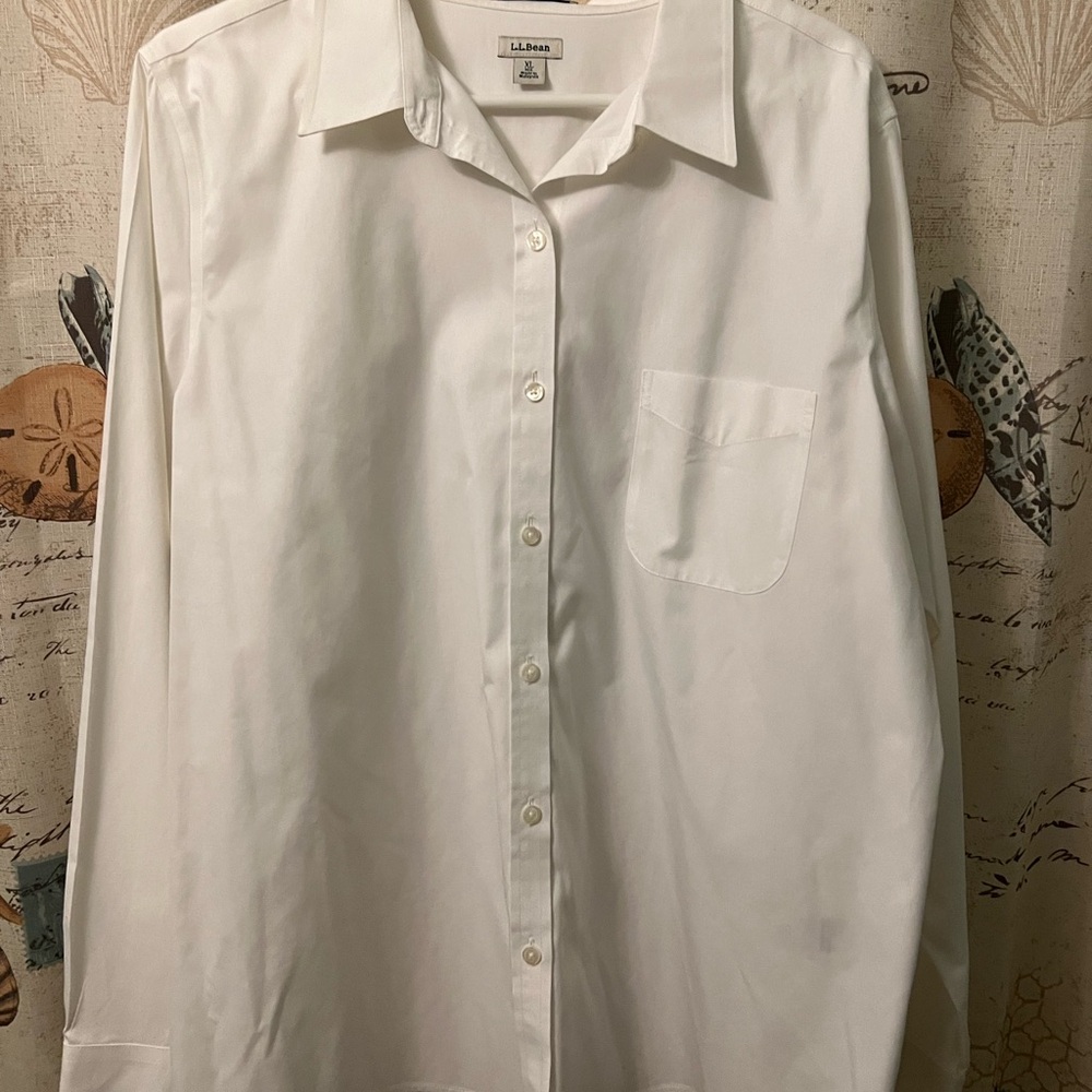 L.L. Bean Women’s Pinpoint Oxford White Dress Shirt